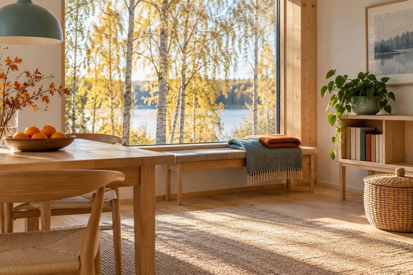 A calm, tidy home in autumn